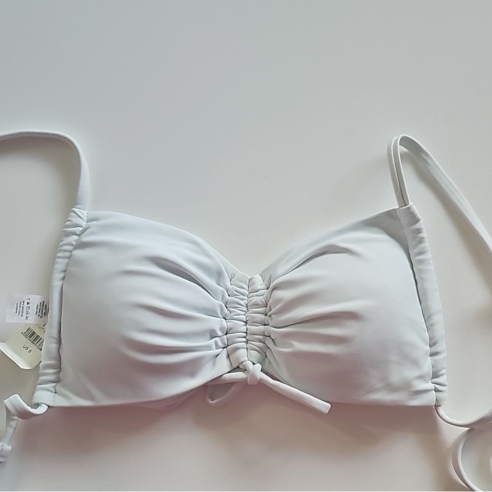 NWT Aerie Ruched Bandeau Bikini Top White Size Small